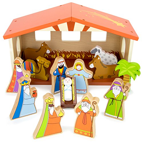 O Holy Night Wooden Nativity Set - 14-piece