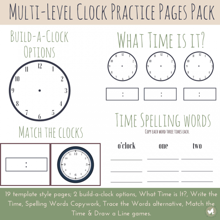 Multi-Level Clock Practice Worksheets