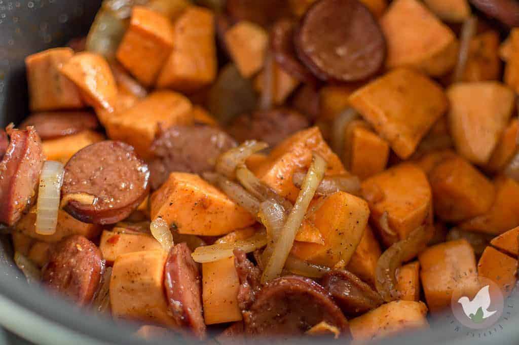 Sweet and Spicy Pressure Cooker Sweet Potatoes and Sausage: The Fervent Mama - Do you love sweet potatoes? What about sausage? We've created this yummy sweet potatoes and sausage pressure cooker recipe that will knock your socks off! Each layer of flavor adds an extra depth that your taste buds will love!