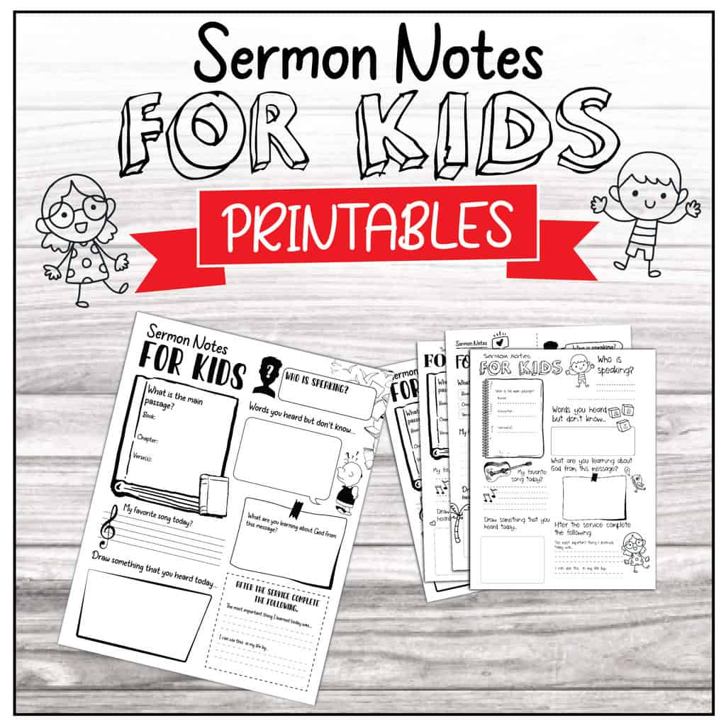 Children's Sermon Notes Worksheet Scripture PDF printable Lesson Instant download.